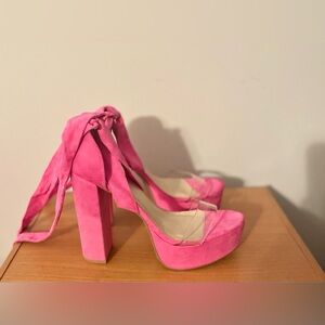 Wild Diva Wrap Around Ribbon Platform Heels